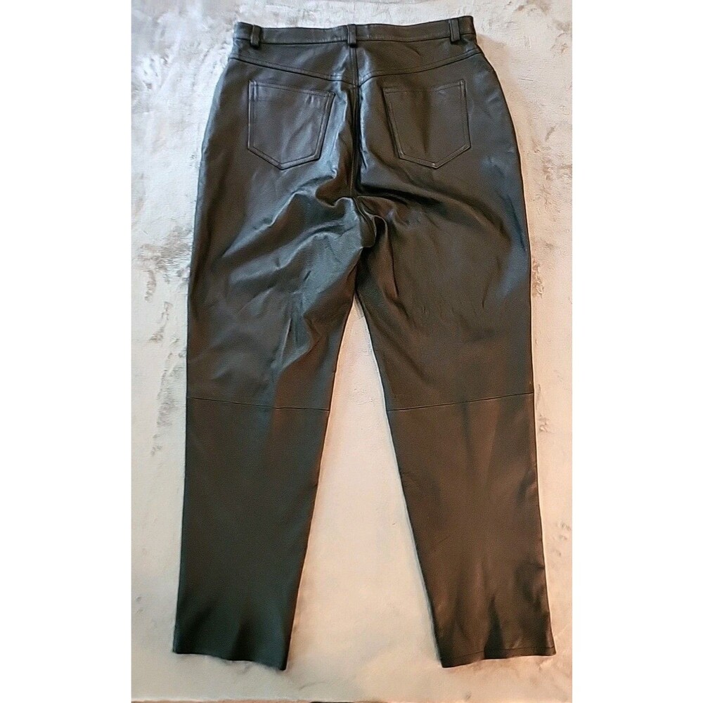 VTG Bagatelle High Rise Leather Pants Womens Sz 16 Straight Leg Lined Black Moto - Picture 4 of 11